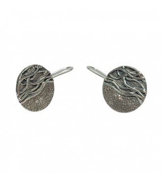 E000921 Genuine Sterling Silver Stylish Earrings On Hooks Solid Stamped 925 Handmade